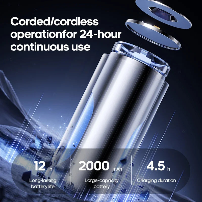 Portable Air Conditioner Fan 2000mAh Quiet Desktop Tower Fan Wall Non-drilling Circulating Fan 3 Speeds Adjustable