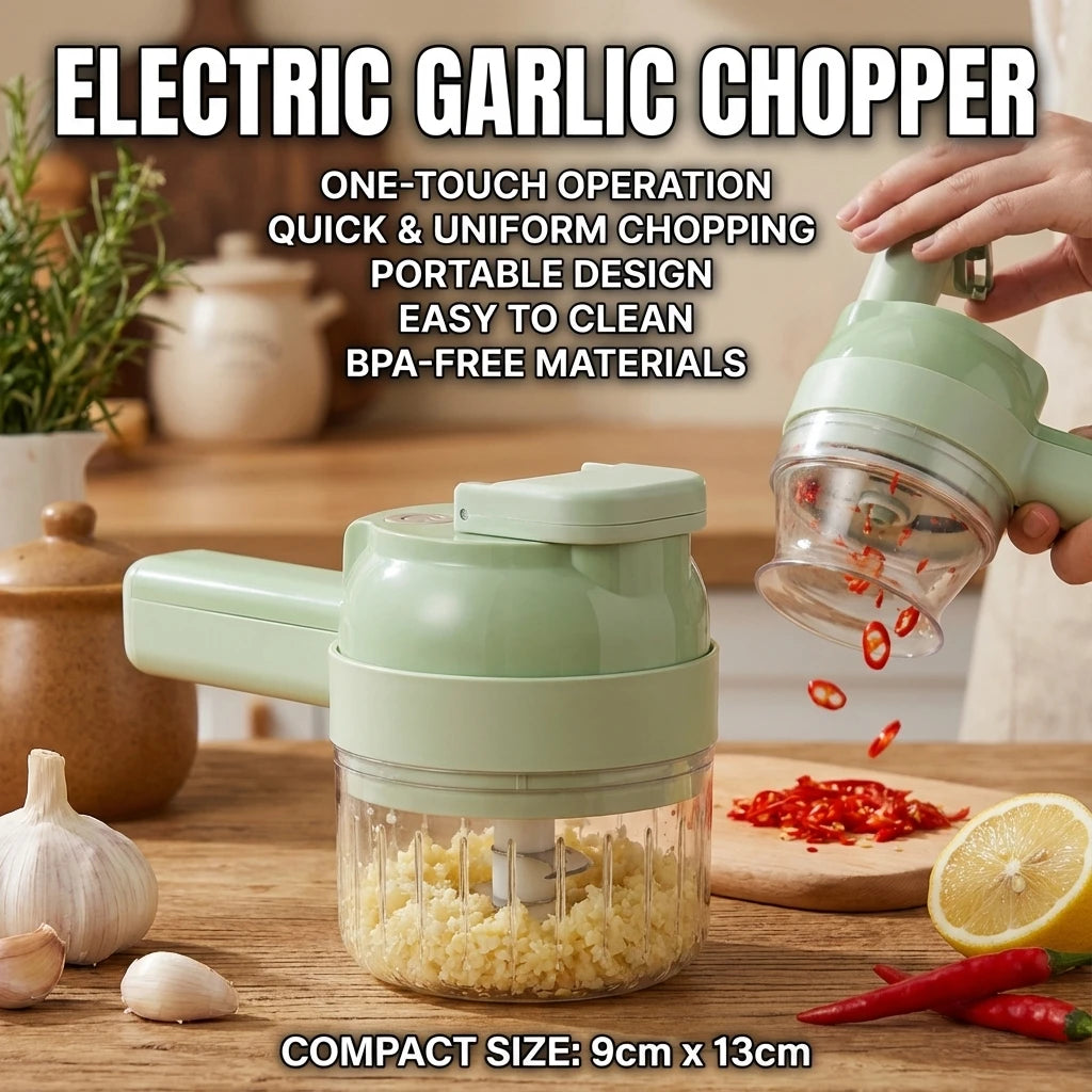 Handheld 4-in-1 Wireless Electric Vegetable Cutter Set Garlic Masher Food Chopper Meat Grinder Machine for Kitchen