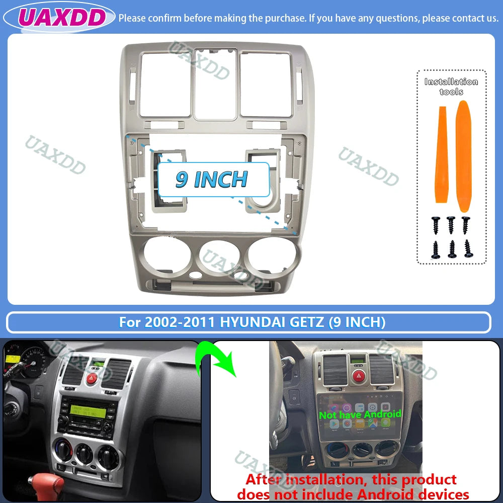 جدد سيارتك الهيونداي جيتس وخليها موديل السنة! طقم تركيب شاشة أندرويد 9 إنش، مطابق تماماً لديكور الوكالة، تركيب سهل وبدون قص أسلاك. نخب أول وجودة عالية."