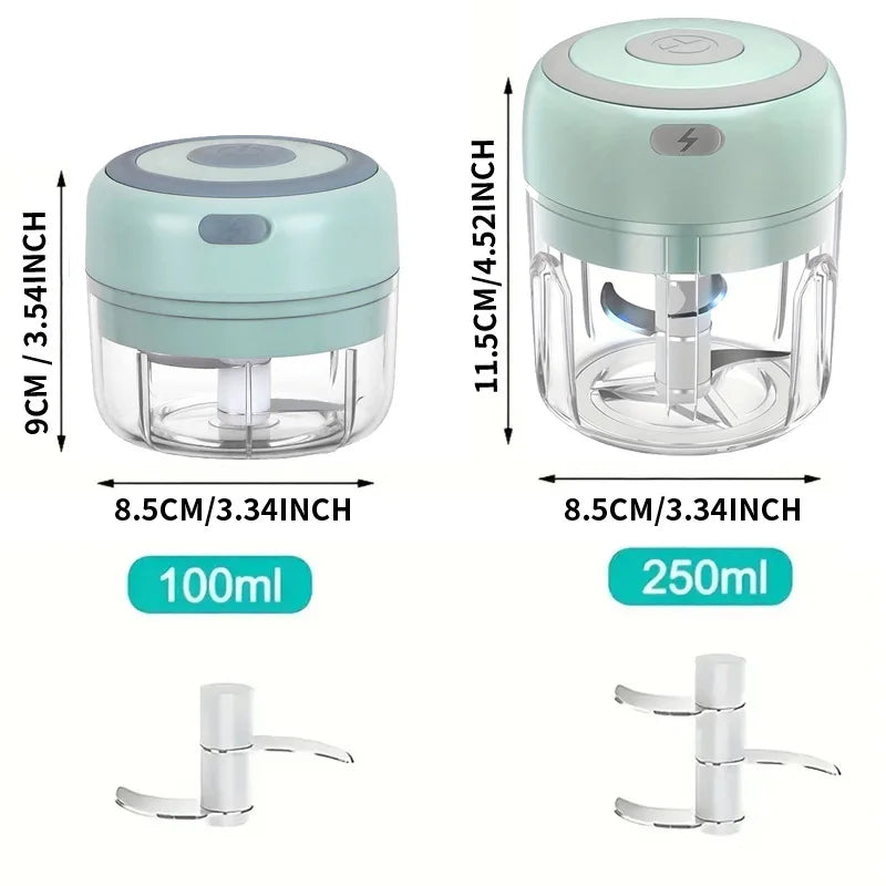 Multifunctional Electric Garlic Chopper 100/250mL Portable Vegetable Grinder Onion Mixer Mashing Machine for Kitchen