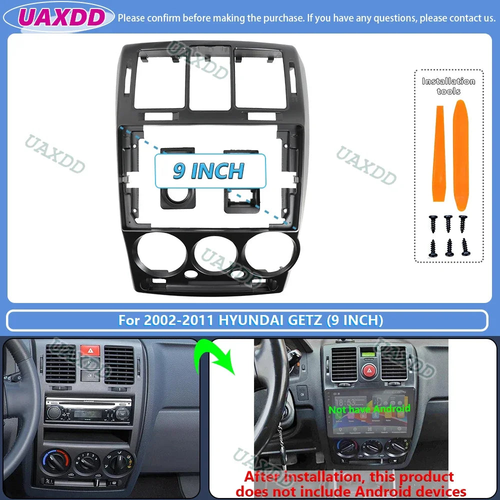 جدد سيارتك الهيونداي جيتس وخليها موديل السنة! طقم تركيب شاشة أندرويد 9 إنش، مطابق تماماً لديكور الوكالة، تركيب سهل وبدون قص أسلاك. نخب أول وجودة عالية."
