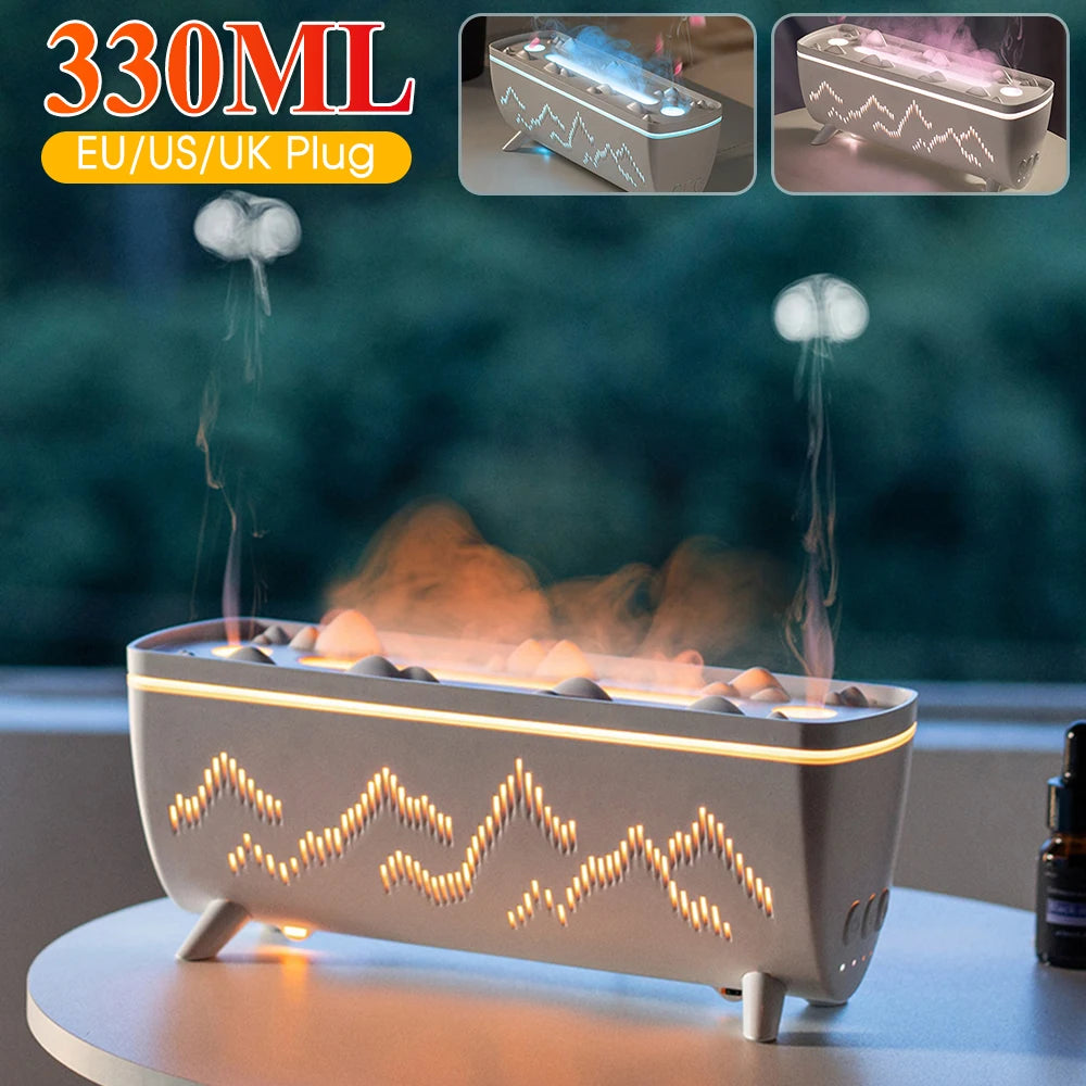 Jellyfish Flames Cool Mist Humidifier with Timer Aroma Diffuser with Night Lights Aromatherapy Diffuser for Bed Room Home Office