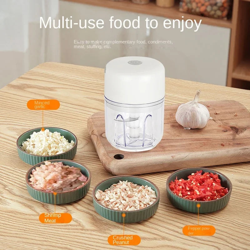 Multifunctional Electric Garlic Chopper 100/250mL Portable Vegetable Grinder Onion Mixer Mashing Machine for Kitchen