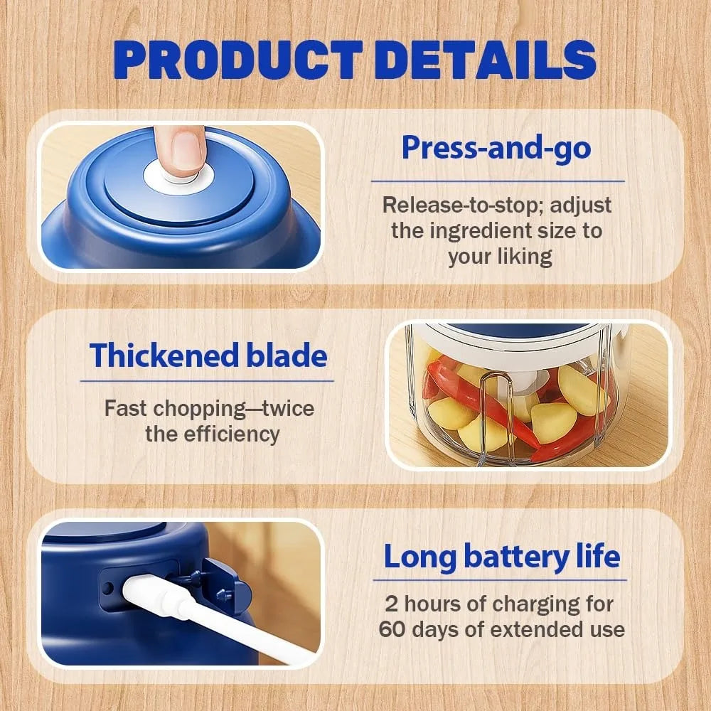 New USB Electric Garlic Chopper Portable 250ml Veggie Chopper 320ml Mini Food Processor Cooking Tool