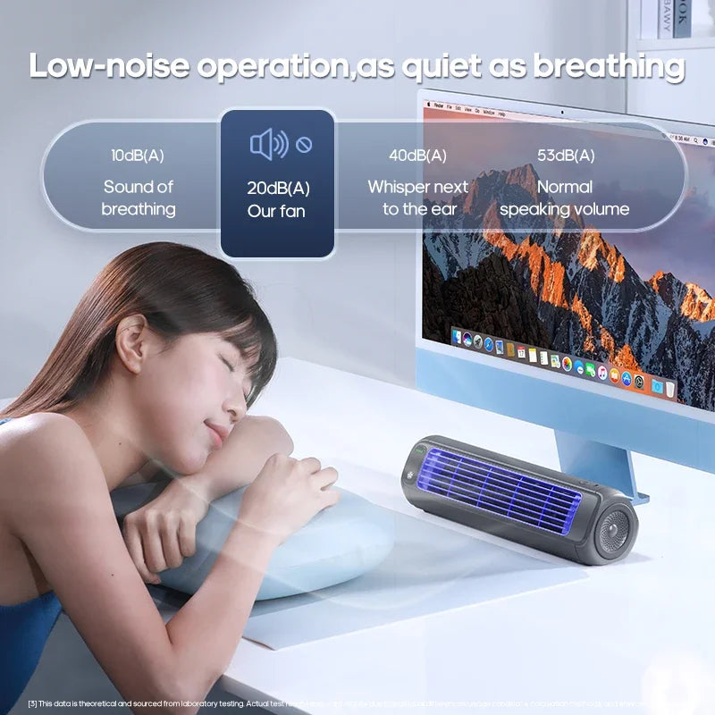 Portable Air Conditioner Fan 2000mAh Quiet Desktop Tower Fan Wall Non-drilling Circulating Fan 3 Speeds Adjustable