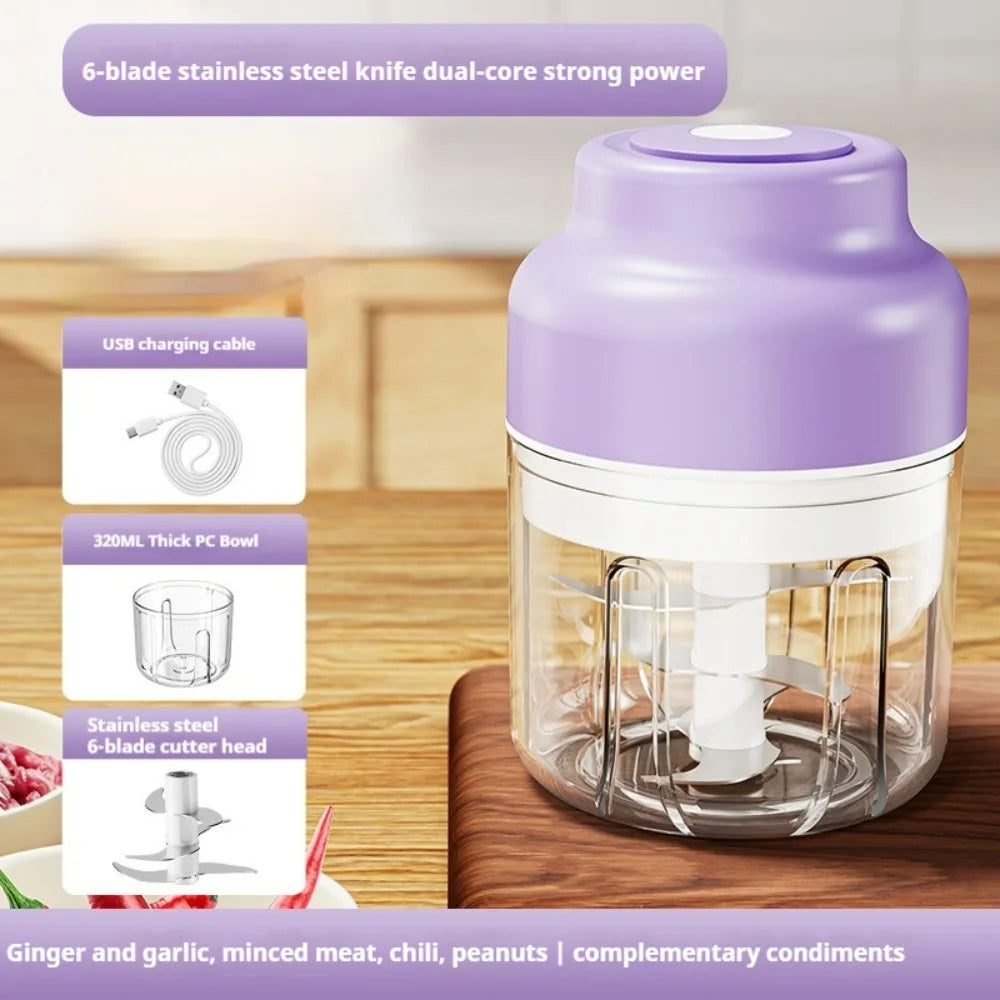 New USB Electric Garlic Chopper Portable 250ml Veggie Chopper 320ml Mini Food Processor Cooking Tool