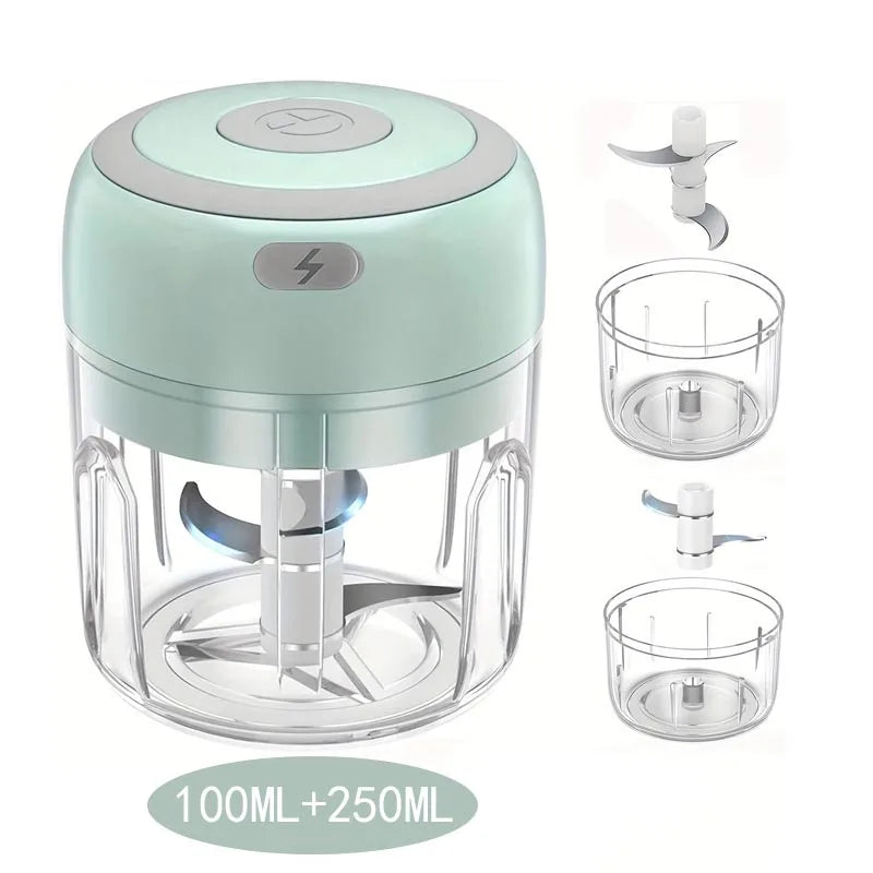 Multifunctional Electric Garlic Chopper 100/250mL Portable Vegetable Grinder Onion Mixer Mashing Machine for Kitchen
