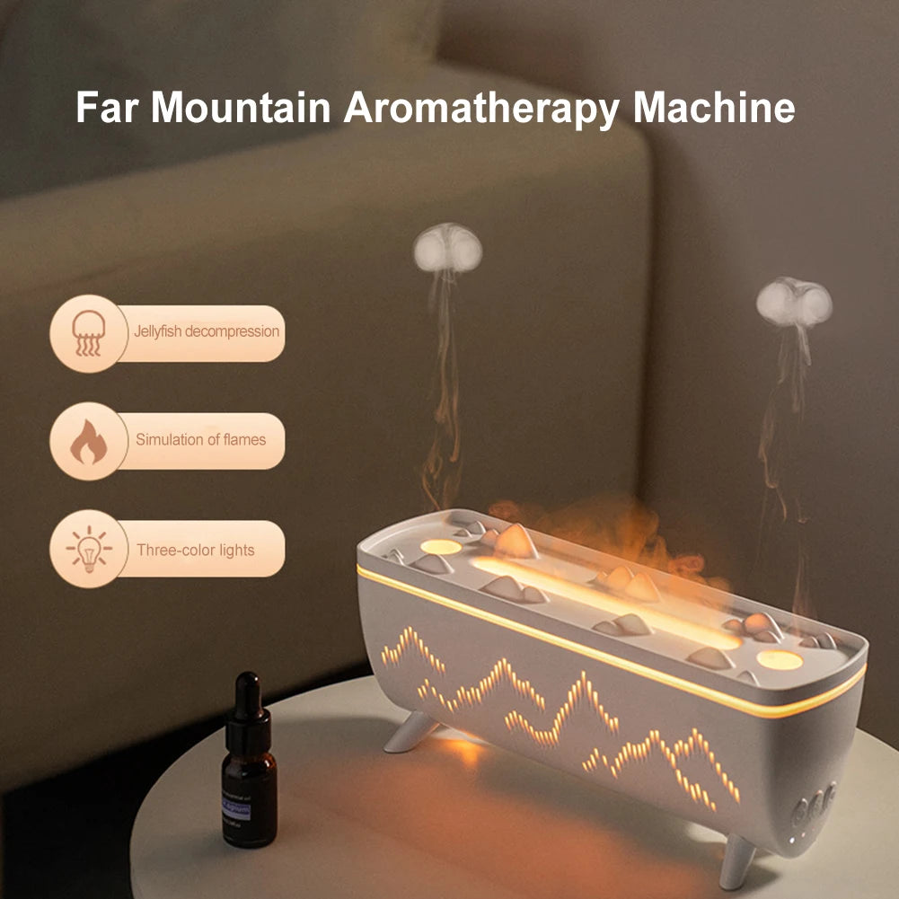 Jellyfish Flames Cool Mist Humidifier with Timer Aroma Diffuser with Night Lights Aromatherapy Diffuser for Bed Room Home Office