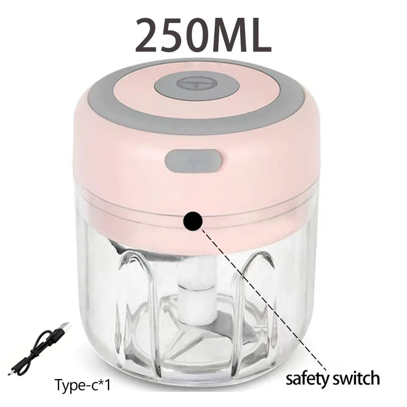 Multifunctional Electric Garlic Chopper 100/250mL Portable Vegetable Grinder Onion Mixer Mashing Machine for Kitchen