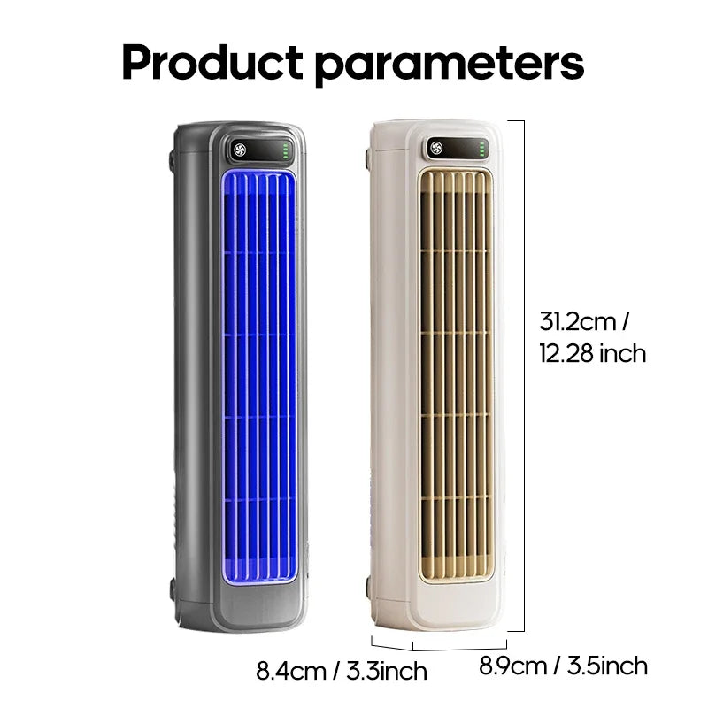 Portable Air Conditioner Fan 2000mAh Quiet Desktop Tower Fan Wall Non-drilling Circulating Fan 3 Speeds Adjustable