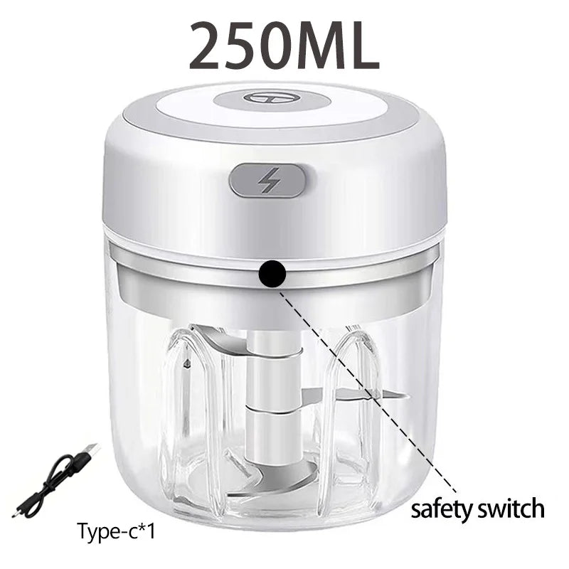 Multifunctional Electric Garlic Chopper 100/250mL Portable Vegetable Grinder Onion Mixer Mashing Machine for Kitchen