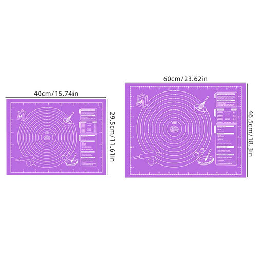 60/40cm Silicone Pad Baking Mat Sheet Kneading Dough Mat for Kitchen Rolling Dough Pizza Large Dough Non-Stick Maker Holder