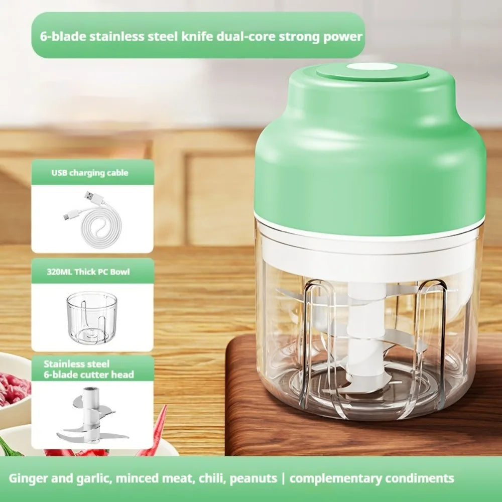 New USB Electric Garlic Chopper Portable 250ml Veggie Chopper 320ml Mini Food Processor Cooking Tool