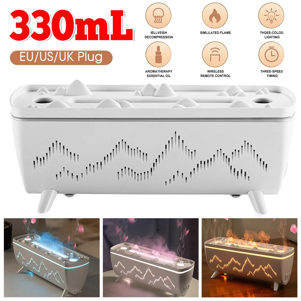 Jellyfish Flames Cool Mist Humidifier with Timer Aroma Diffuser with Night Lights Aromatherapy Diffuser for Bed Room Home Office