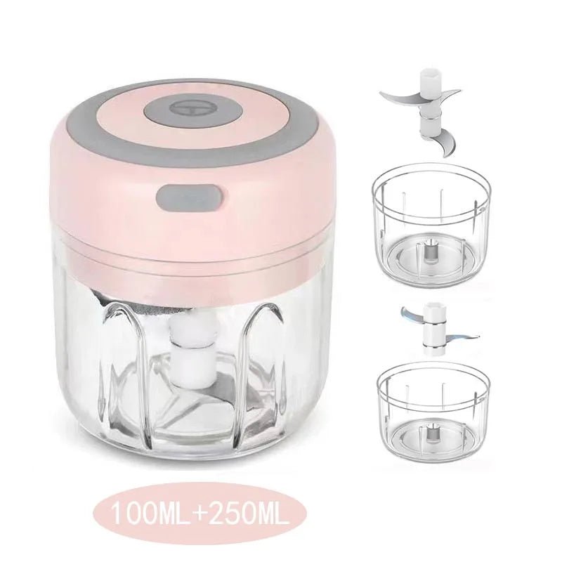 Multifunctional Electric Garlic Chopper 100/250mL Portable Vegetable Grinder Onion Mixer Mashing Machine for Kitchen