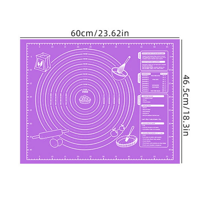 60/40cm Silicone Pad Baking Mat Sheet Kneading Dough Mat for Kitchen Rolling Dough Pizza Large Dough Non-Stick Maker Holder