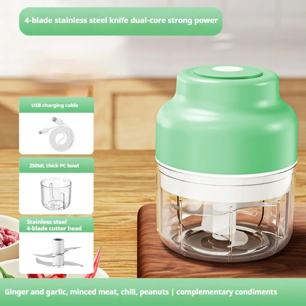New USB Electric Garlic Chopper Portable 250ml Veggie Chopper 320ml Mini Food Processor Cooking Tool