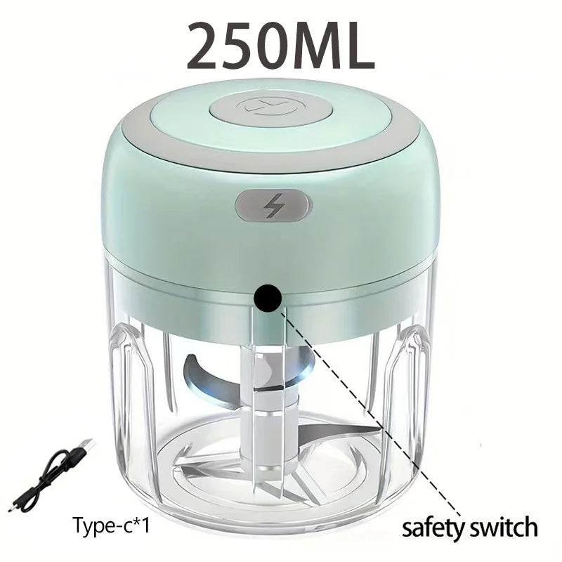 Multifunctional Electric Garlic Chopper 100/250mL Portable Vegetable Grinder Onion Mixer Mashing Machine for Kitchen