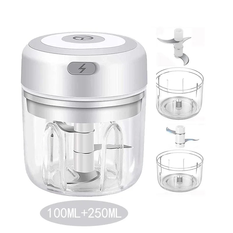 Multifunctional Electric Garlic Chopper 100/250mL Portable Vegetable Grinder Onion Mixer Mashing Machine for Kitchen